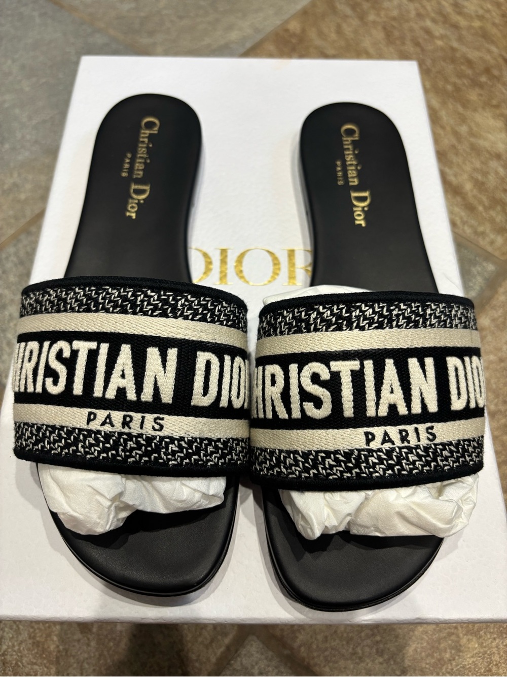 Dior Black & Off White Dway Slides
